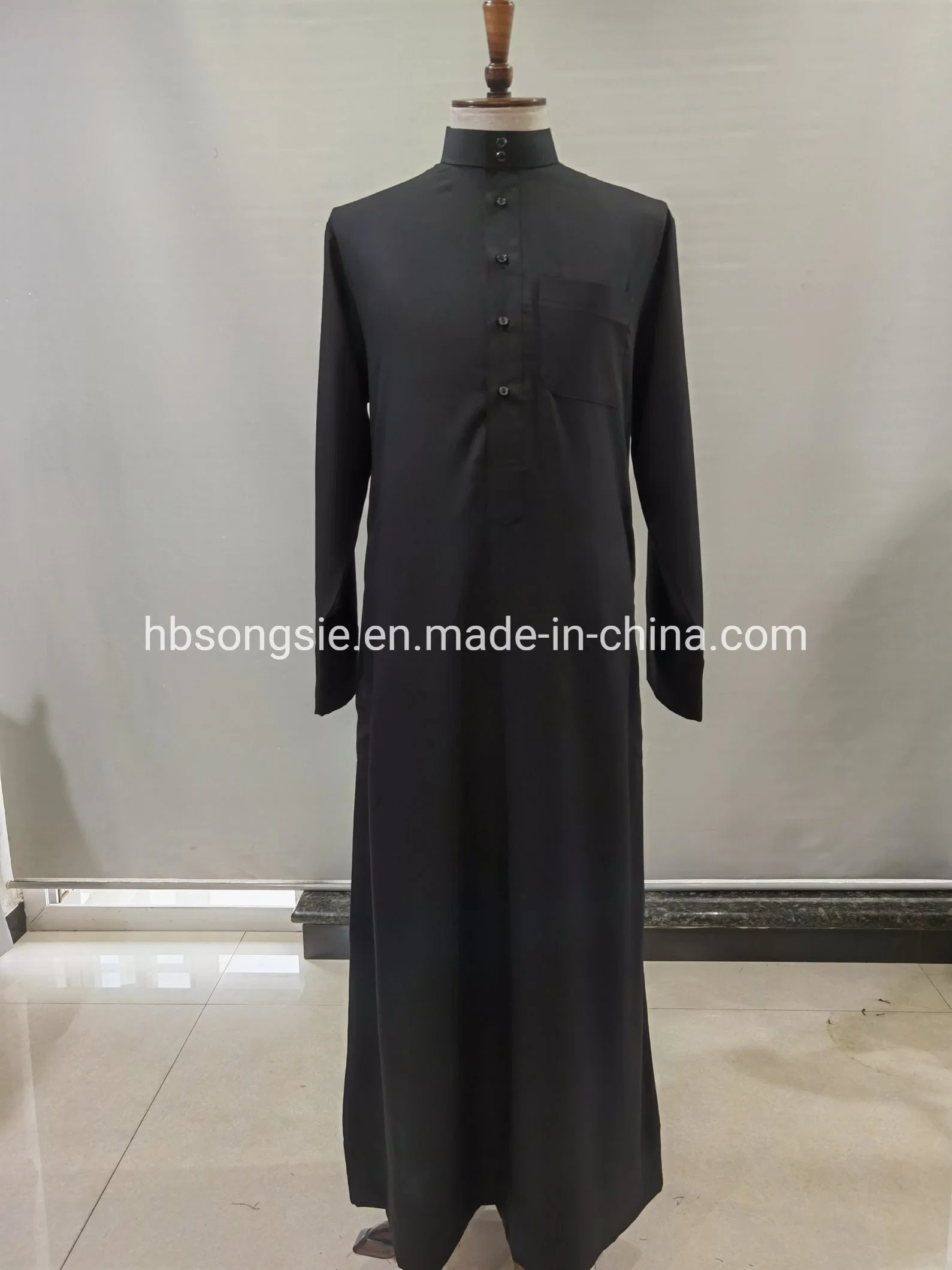 Stand Collar Muslim Dress for Men Dubai Abaya for Adult