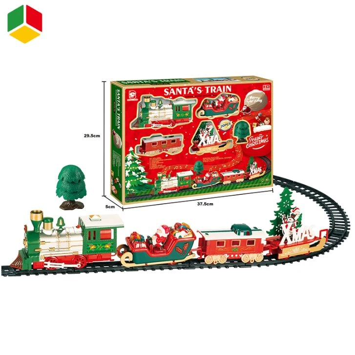 QS OEM Children Christmas Train Set Toy Kid DIY Slot Track Fun Classical Electric Musical Railway Train Set Toy with Sound Light