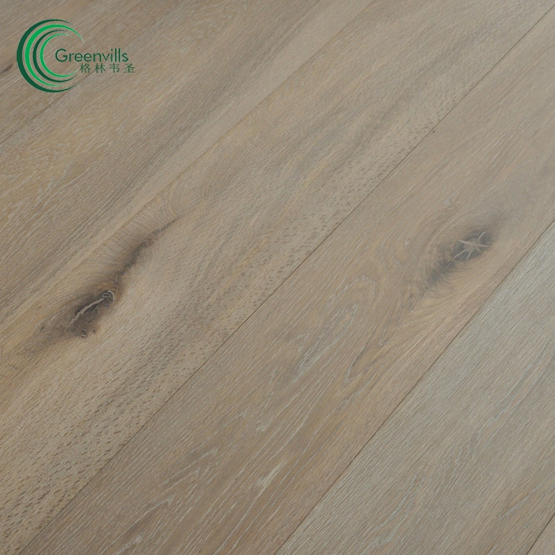 Oak Parquet Wire Brushed Smoked Wood Floor Click Locking Floating Hardwood Floor Solid Board