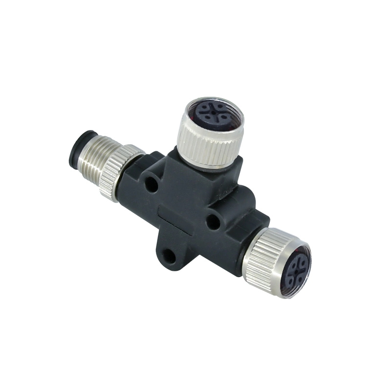 M12 Plastic 1 Male to 2 Female 5pin T Terminal Connector