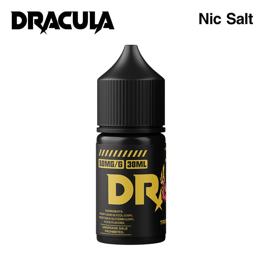 سائل إلكتروني لملح السلالات الاستوائي Dracula Gold Tropical Flavor Nicotine، 6: 4، 50 ملغ، 30 مل، مورّد عصير جمليّ بنكهة الفاكهة، متوفر لـ OEM&amp;ODM