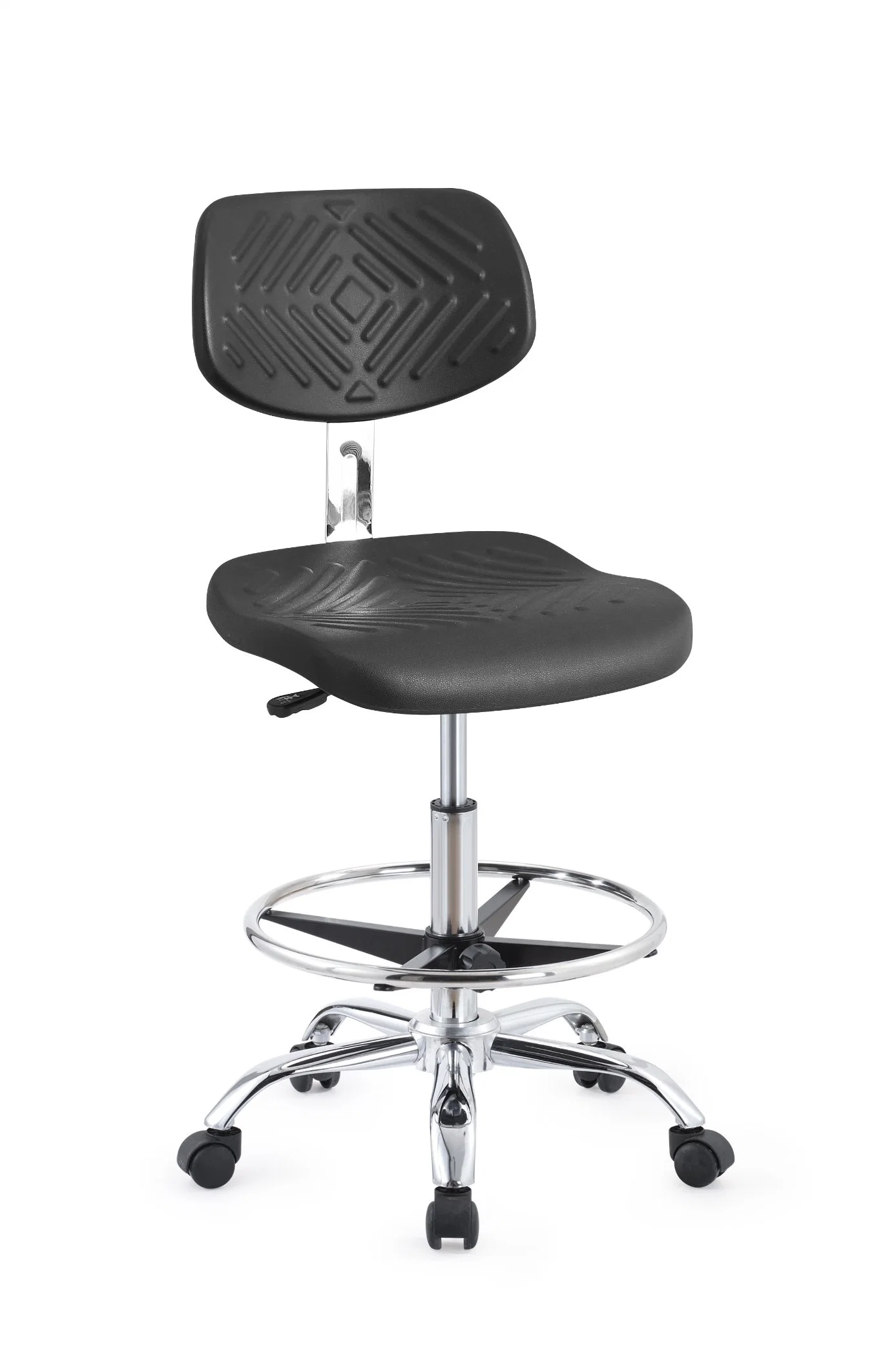 Adjustable Height Lab Stool Stainless Steel Lab PU Leather Chair