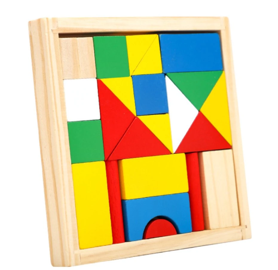 Children's Educational Toy Enlightenment Building Wooden Blocks with Wooden Box