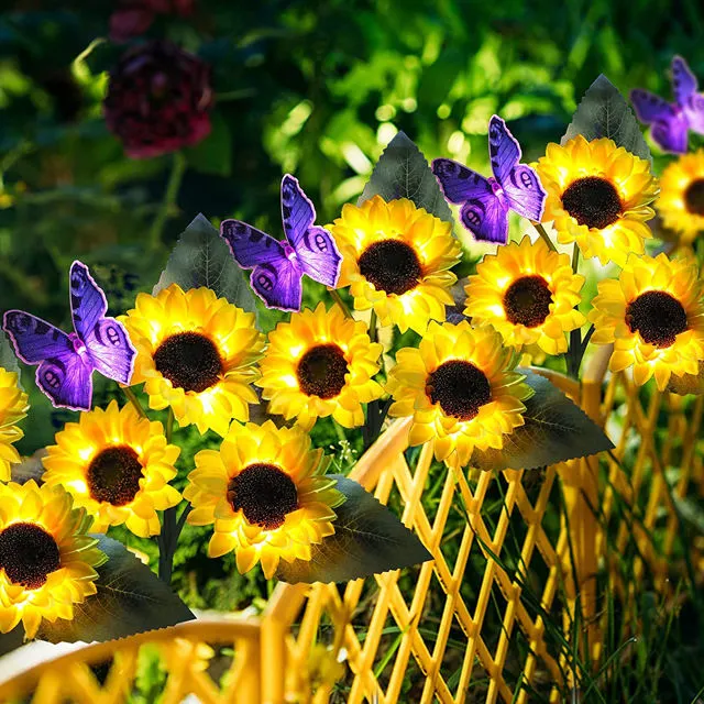 LUZ LED decoración exterior Jardín paisaje lámpara de tierra para el paseo Jardín Girasol Luz Solar