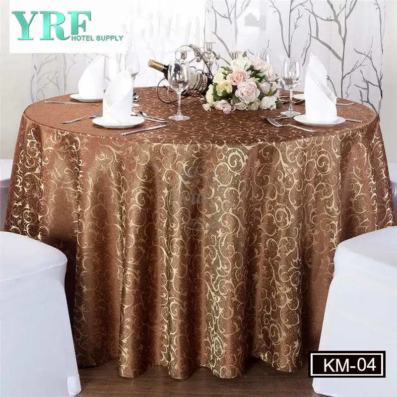 Le luxe de gros de nappes Jacquard 132 Round Champagne pour mariage