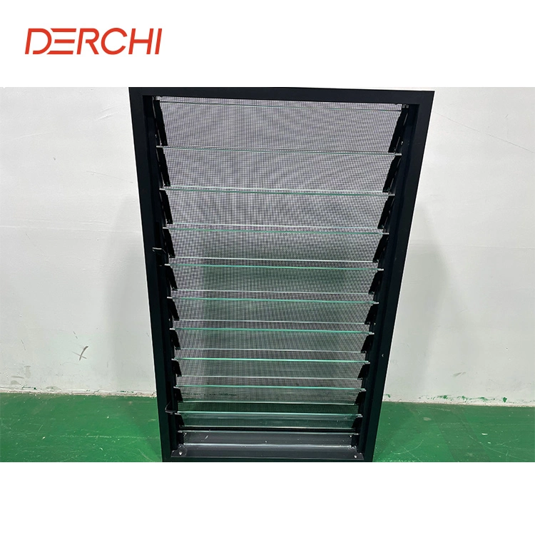 China Aluminum Louver Window with Operable Louver Blades for Bathroom Window Aluminium Glass White Gray Colour Kitchen Shutters