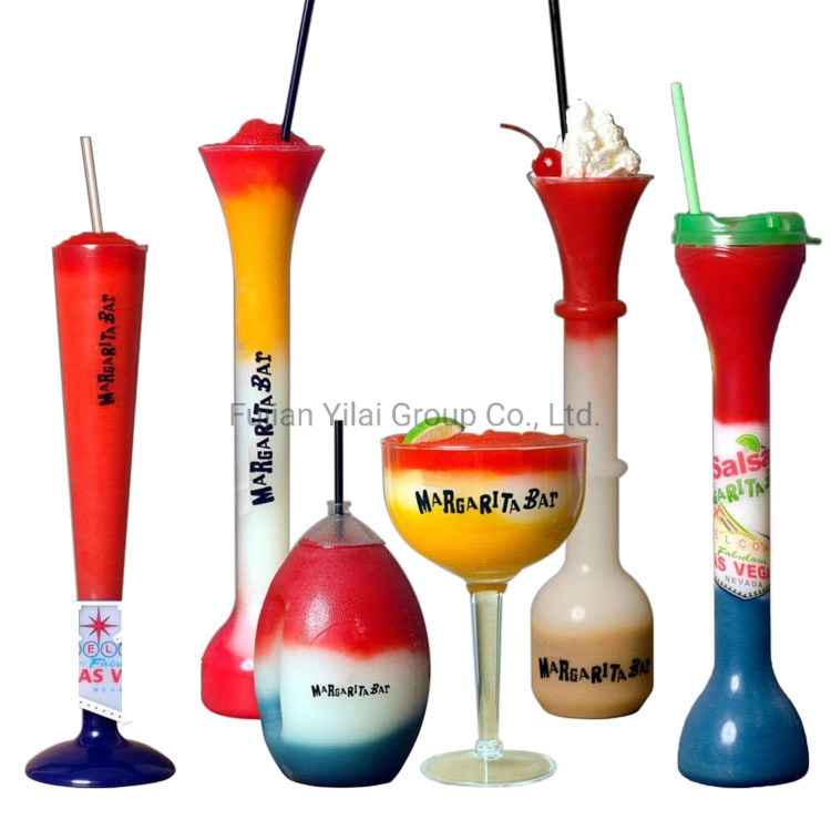 Großhandel Kunststoff-LED-Yard-Cup Custom Party Slush Cup Obst Saft trinken Slush Yard Cup mit Deckel und Stroh