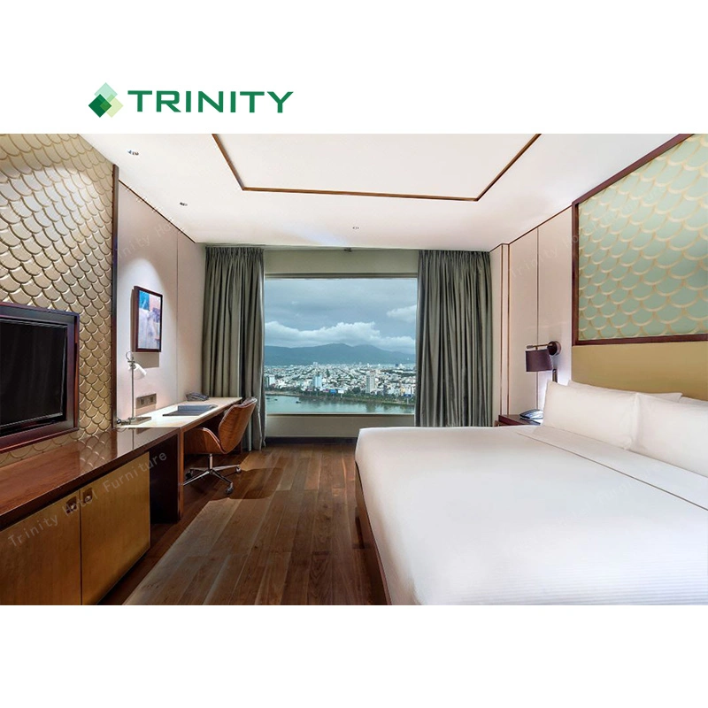 Moderno hotel de luxo clássico personalizado da cama de casal Suite Hilton Quarto Madeira Mobiliário definido com o padrão 5 estrelas
