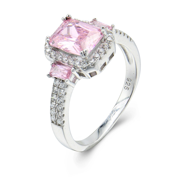 Pink Color Crystal Mother Green Cut Shiny Zc 925 Sterling Silver Marry Luxury Ring