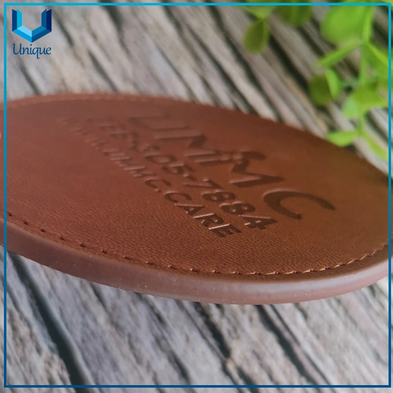 Corporate Gift Genunine Leather Deboss logo Coaster, usine de vente en gros Custom Design Coaster Leather Gift