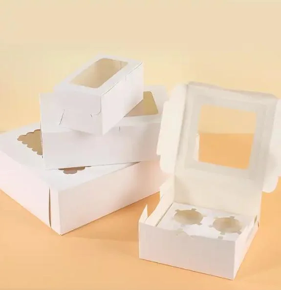 Holes Paper Cupcake Bakery Muffin Cup Cake Packaging Box Container with Window