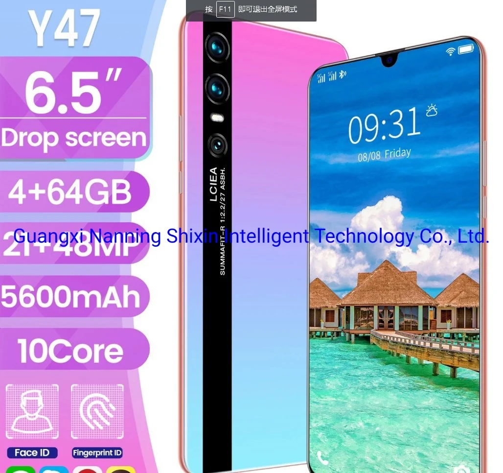 6.5 Polegada Y47 HD 4GB de RAM Real + 64GB ROM Smart Phone 3 Cartão SIM Telemóveis