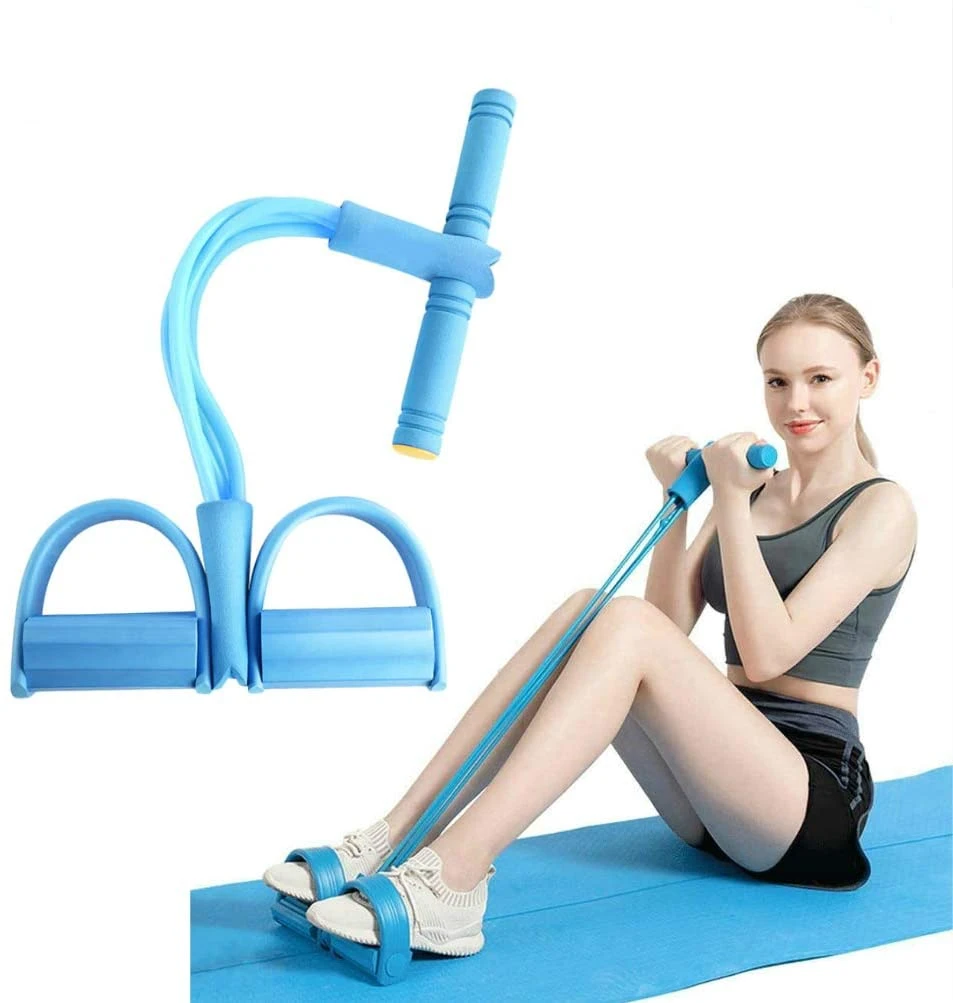 4 Tube Yoga Elastic Pull Rope Fitness Equipment Bodybuilding Expander for Abdomen Waist Arm Leg Stretching Slimming Training