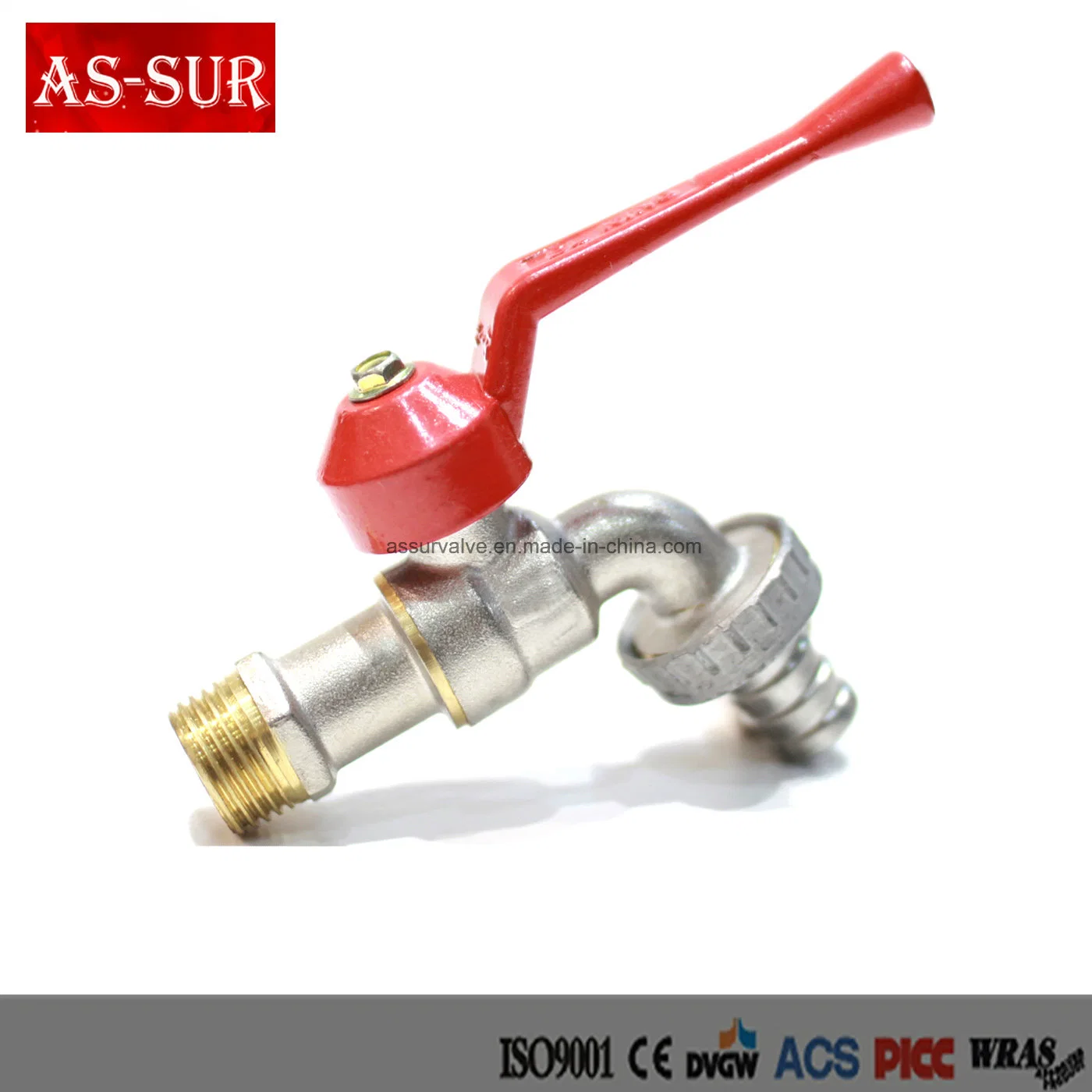 Wall Mounted Stainless Steel Handle Brass Plumbing Bibcock Valve as-Bb002