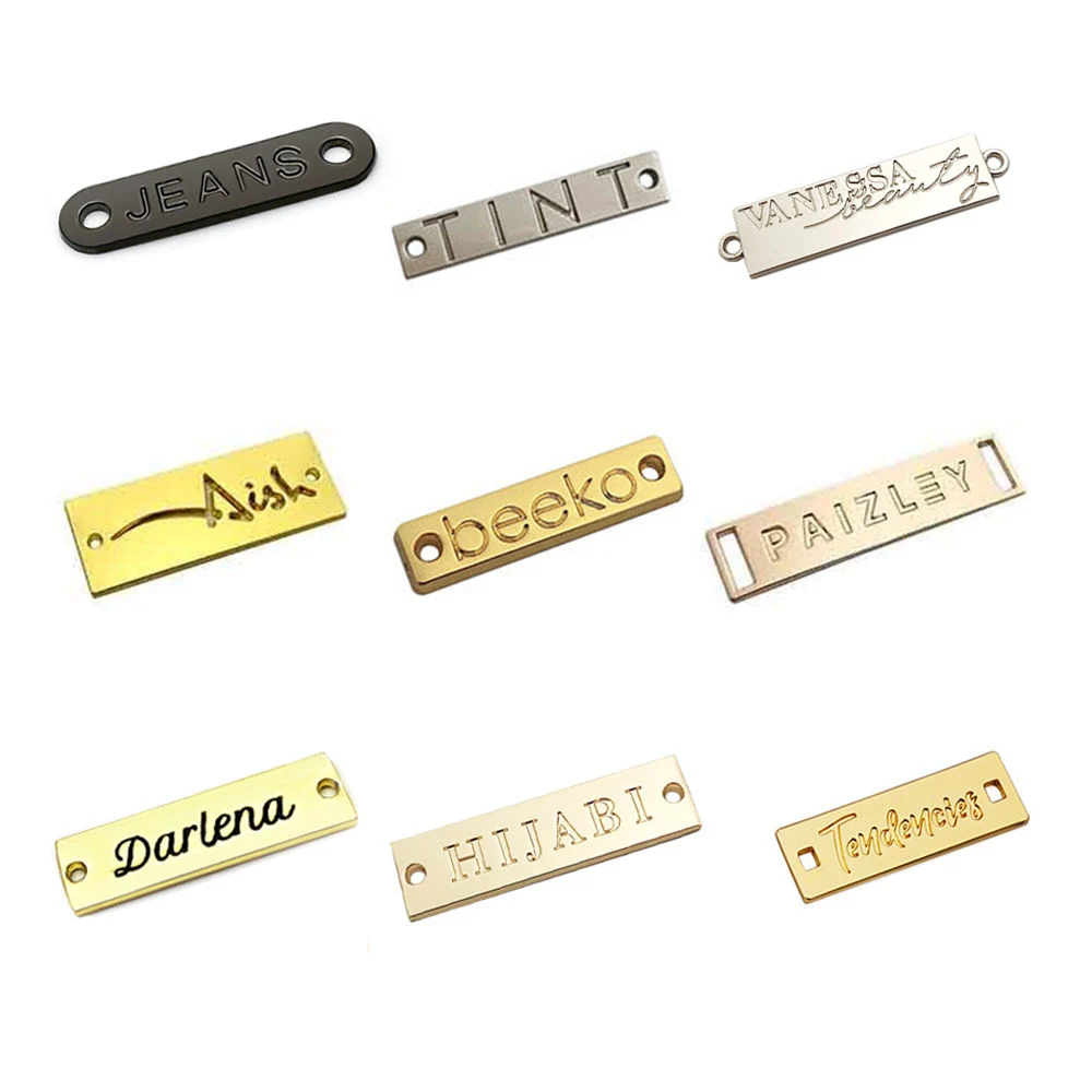 Custom Logo Brand Name Emboss Metal Gold Label Tag for Clothing Shoe