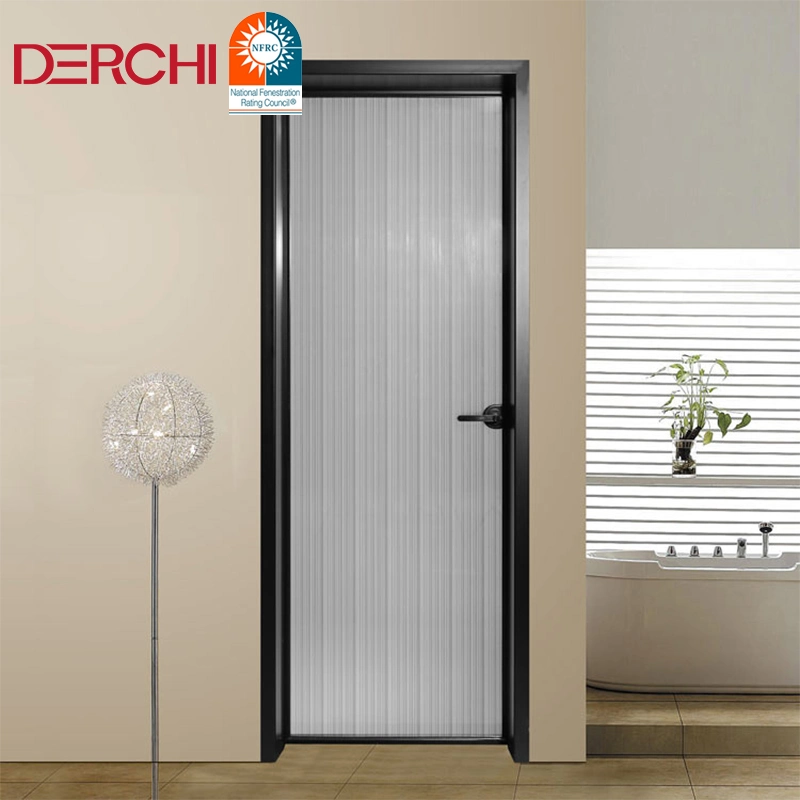 Chinese Style Red Surface Double-Layer Tempered Frosted Glass Good Sound Insulation Aluminium Swing Door