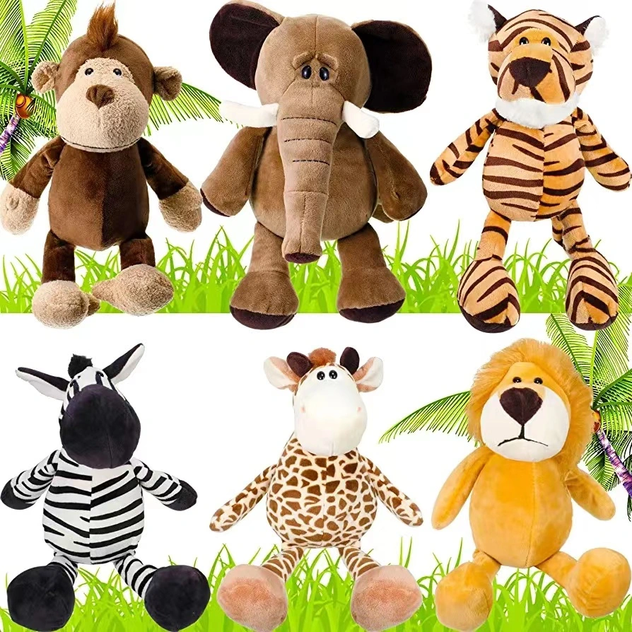 Grossiste Usine Personnalisée Jungle Tigre Forêt Animaux Jouets Doux Peluche Renard Raton Laveur Girafe Éléphant