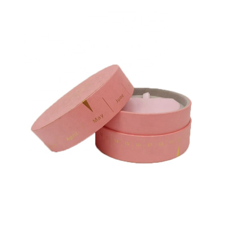 Custom Logo Art Paper Pink Packaging Gift Round Jewelry Paper Boxes