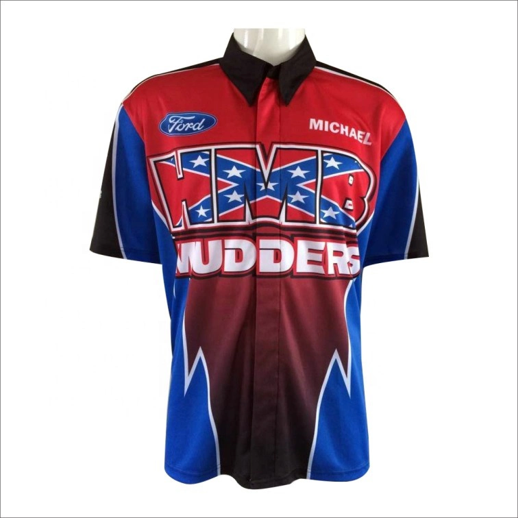 Sublimation Motorcycle Racing Team Pit Crew Shirts Custom Made Racing Promotion Wear