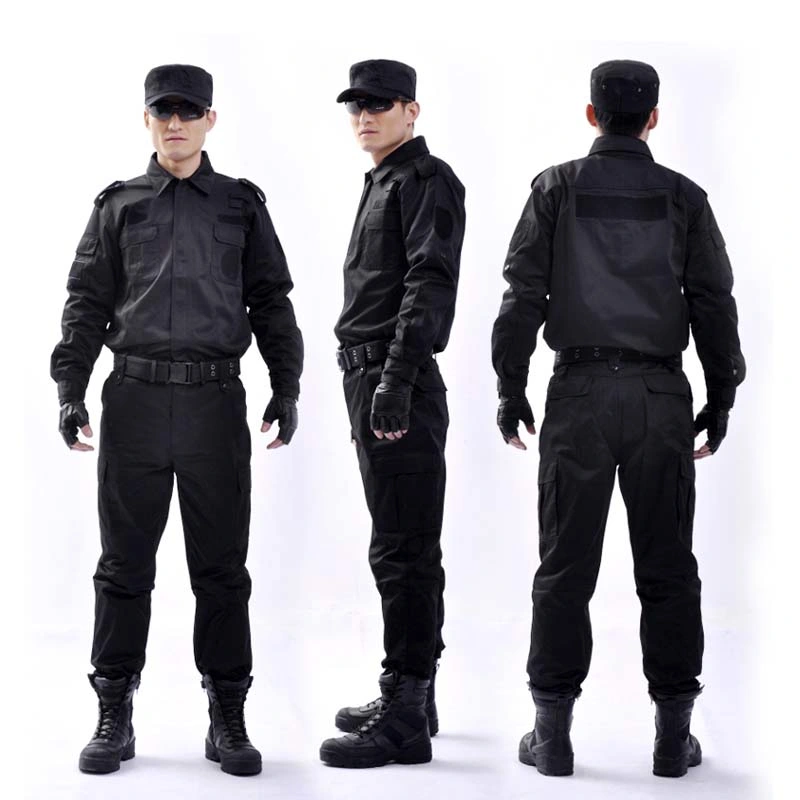 Black Military Police Clothing Cotton Combat Training Durable Security Guard Safety Suit Uniform