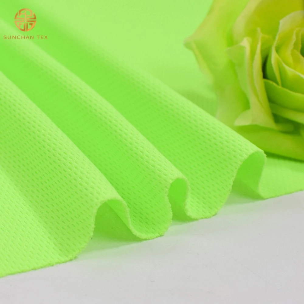 Wide Width Fluorescent UV 50+ Moisture-Wicking Bird Eye Mesh Fabric for Workwear