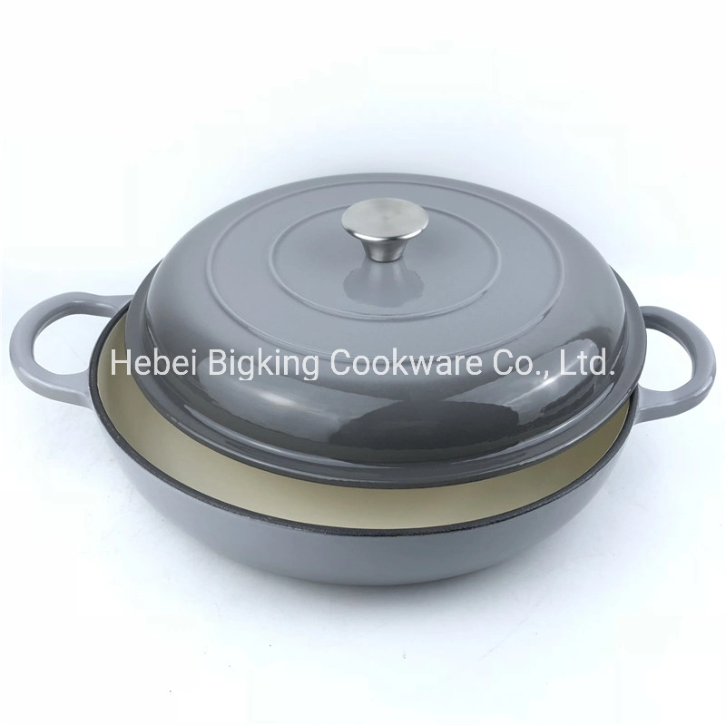 Enamel Cast Iron Round Shallow Casserole Cookware Pot