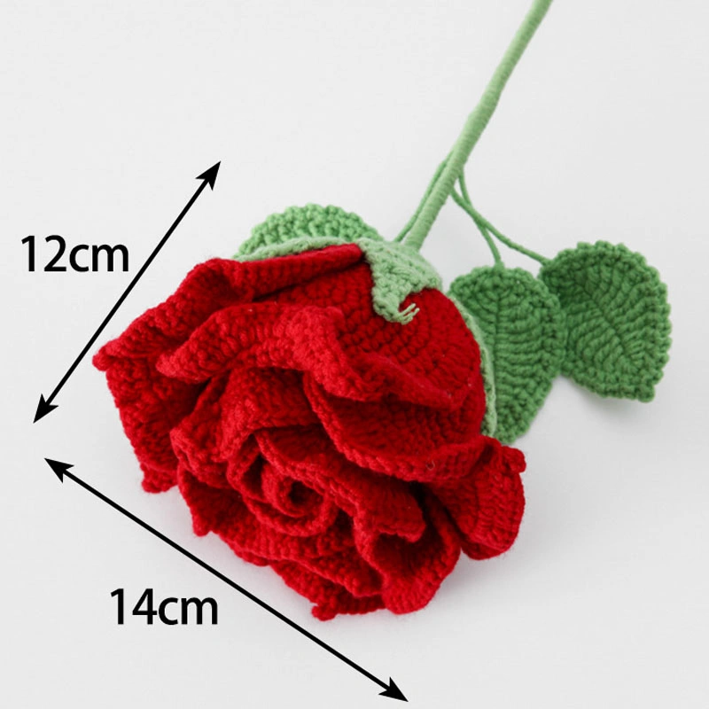 Artificial Knitted Flowers Bulk Hand Woven Rose Crochet Flowers for Decoration