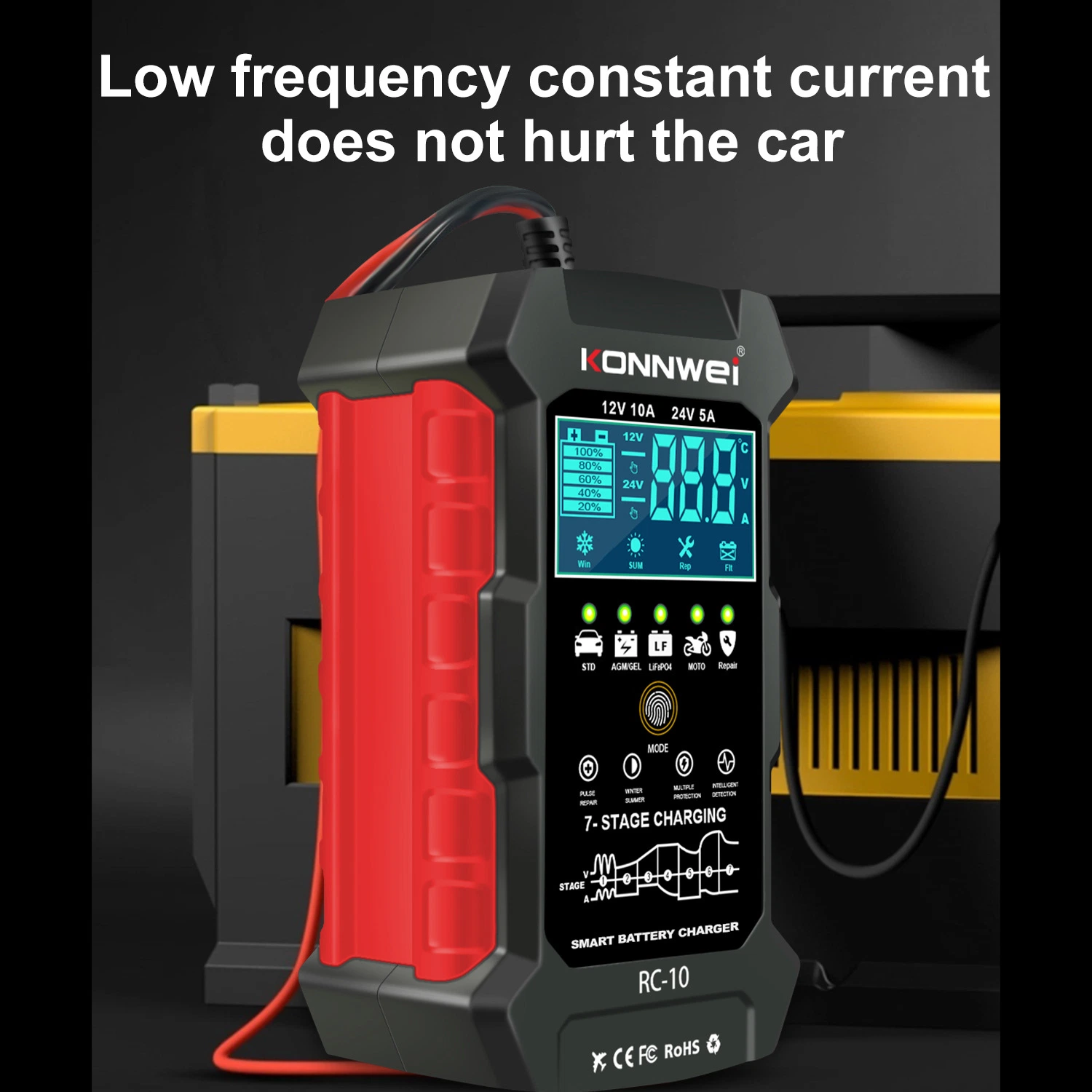 RC-10 12V/10A 24V/5A Smart Auto-Ladegerät mit Pulsreparatur