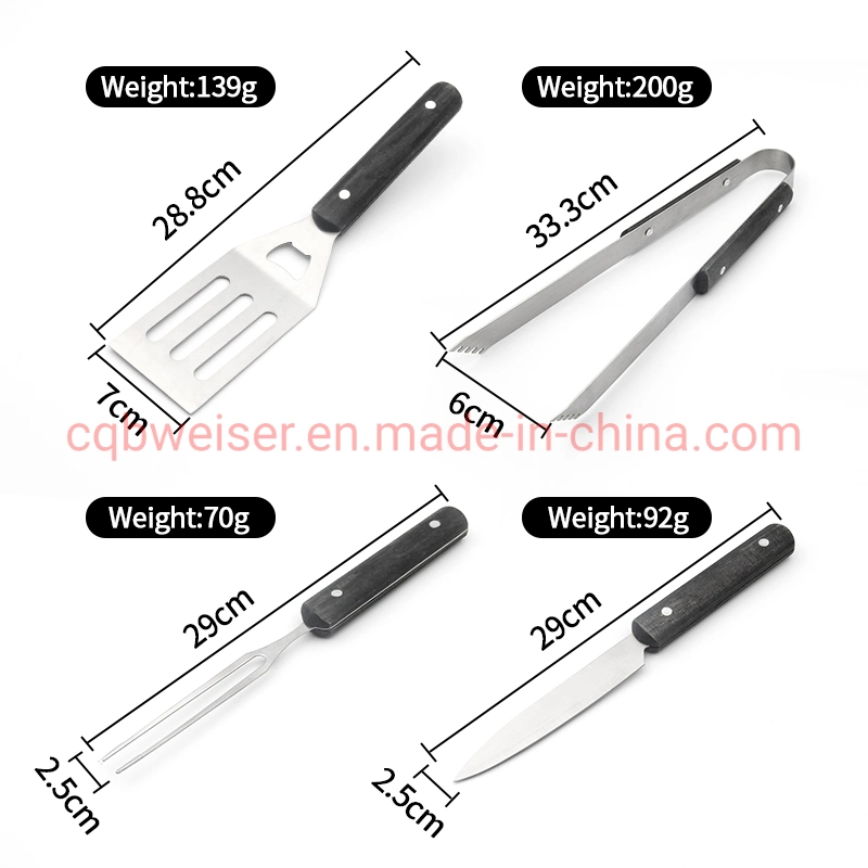 Stainless Steel 4PCS Knife Fork Turner Tong Barbecue Grill Set