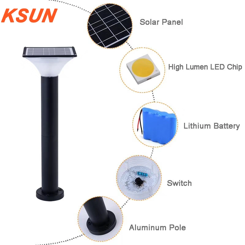 KSUN Vente chaude 7W Lumière solaire de jardin et de pelouse avec télécommande.