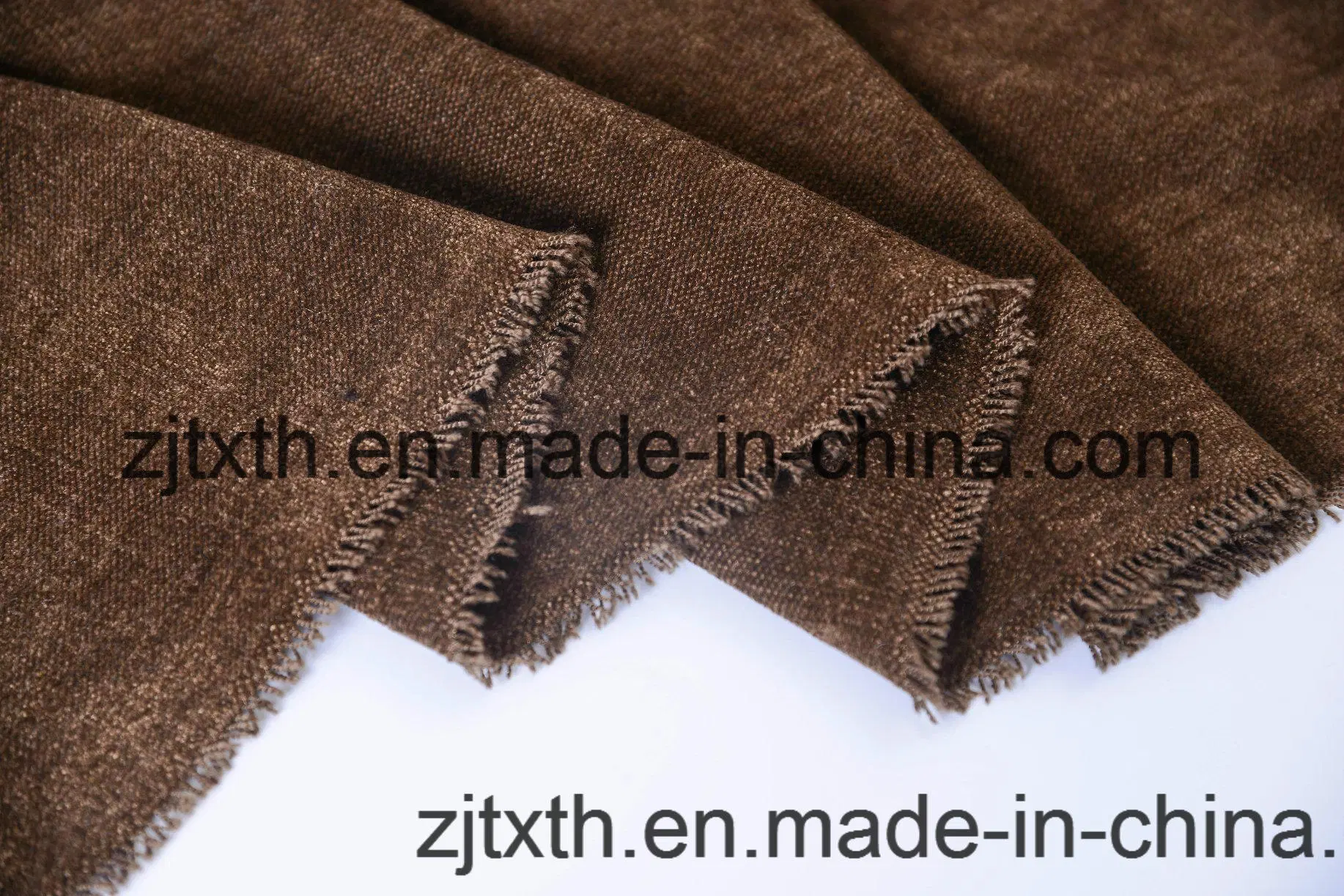 Plain Woven Chenille Sofa Fabric by Chocolate Color