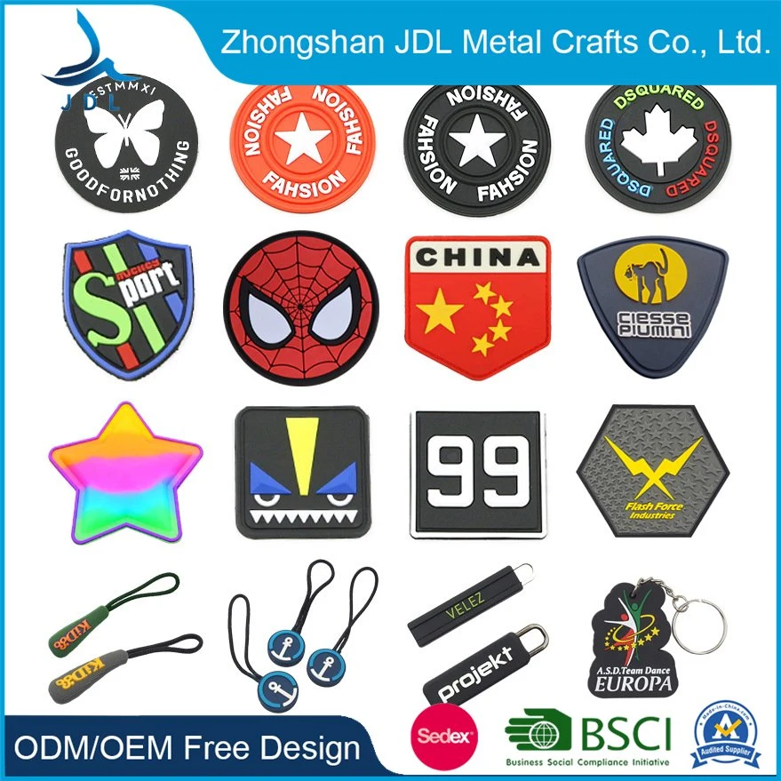 Customized Brand Name Logo Golden Small PVC Labels OEM Factory Direct Sale Debossed Silicone Tag Rubber Brand Logo