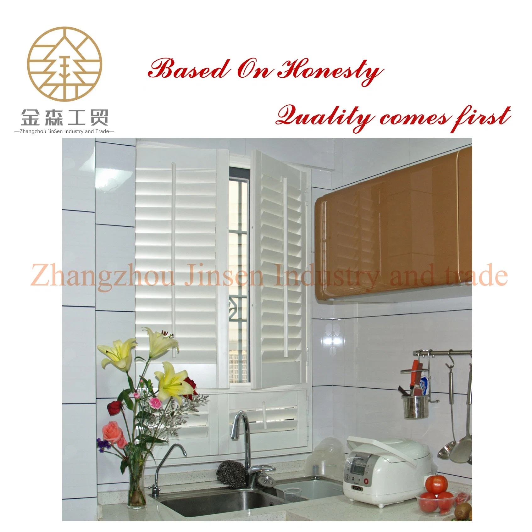 Waterproof PVC Plantation Shutters with Elegant Design for Bathroom