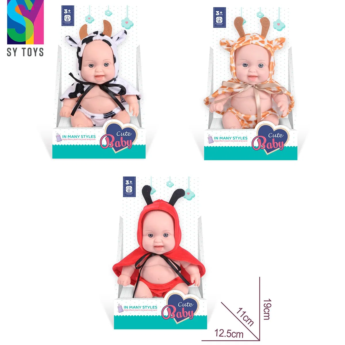 Sy 8 Inch Cute Baby Doll Reborn Baby Realistic Children Fashion Mixed Lifelike Vinyl Baby Dolls Toy Set