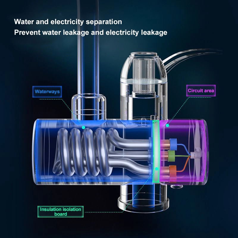 Chauffe-eau électrique pour robinet d'eau chaude avec douche et robinet mélangeur de salle de bains avec douche.