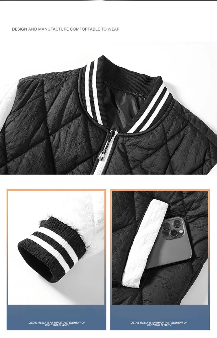 Color-Cut Cotton-Padded Men's Fleece and Thickened New Quality Baseball Collar Cotton-Padded Clothes