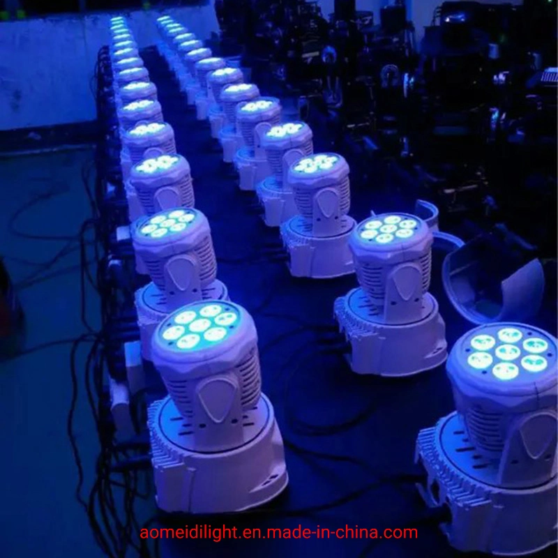 7PCS 10W 4 in 1 Mini LED Wash Moving Head Light with RGBW Effect for Dance Hall