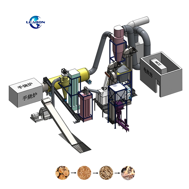 1,5T/H anillo Die Biomass Sawdust Madera Pellet Mill Line completa Línea de producción de pellets de Madera para la venta