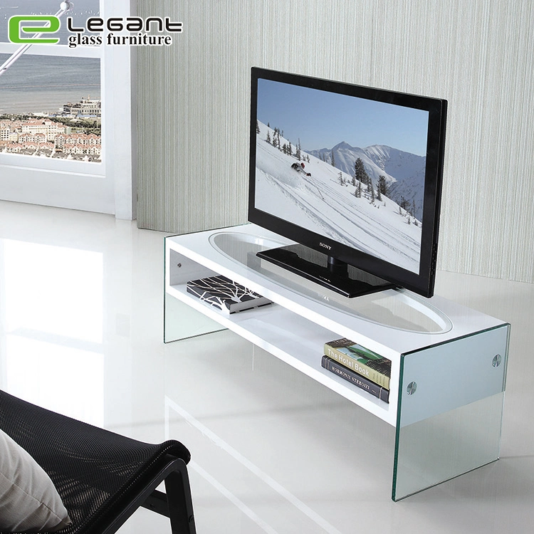 Madeira moderno mobiliário de televisão superior em vidro móvel para televisor