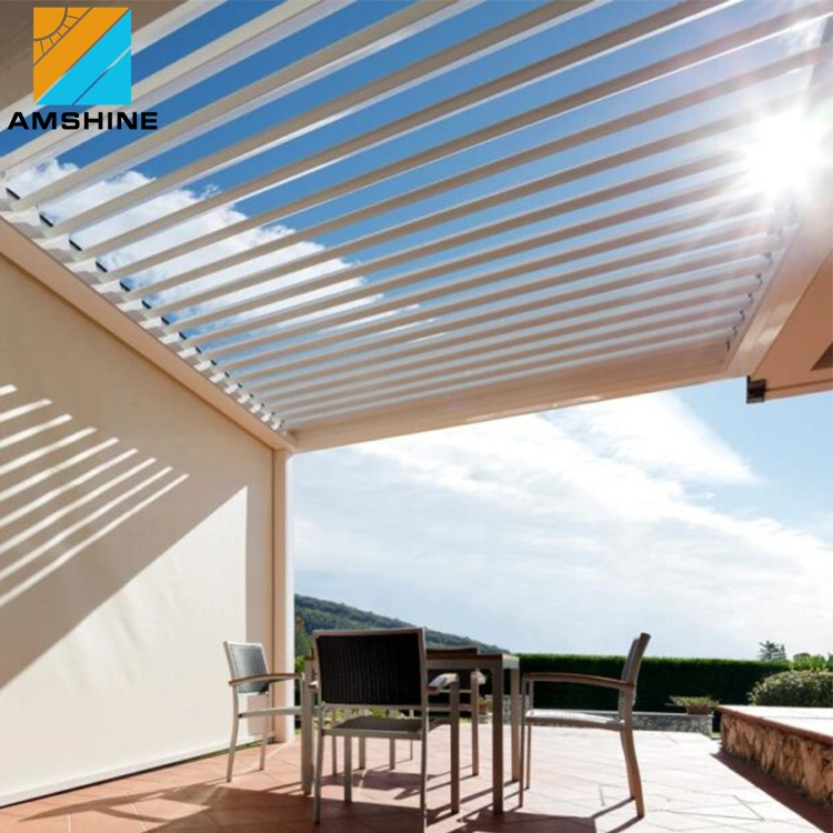 DIY Diseño moderno impermeable Louvre techo Pabellón 3x4m 4X4m remoto Control Sunshade Gazebo Patio cubierta aluminio Pergola techo de Patio eléctrico Sistema