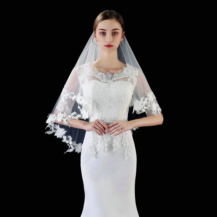 Double Short Hair Comb Exquisite Lace Veil Wedding Dress Accessories