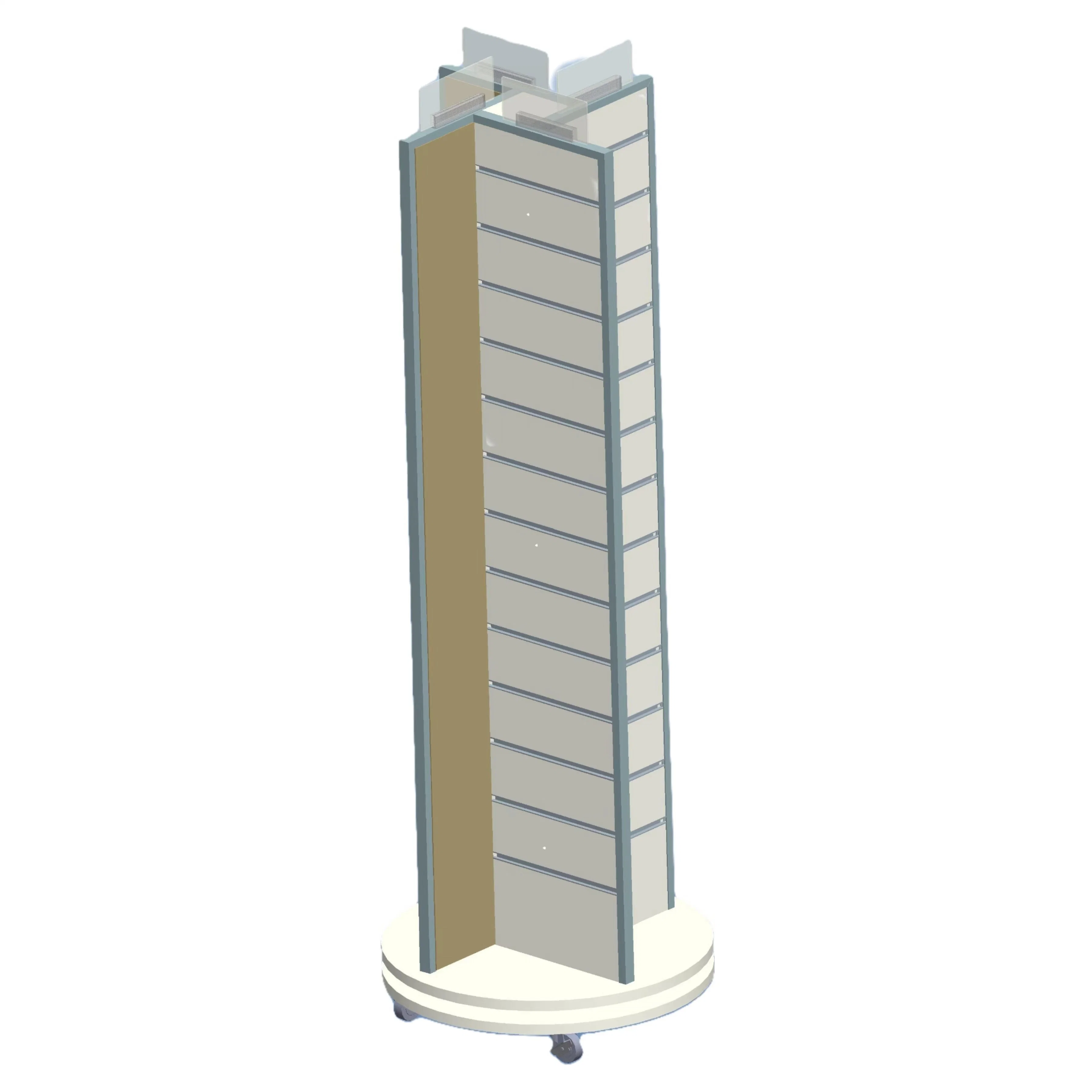 Custom MDF Double Sided Slatwall Display Rack with Caster (Rotate)