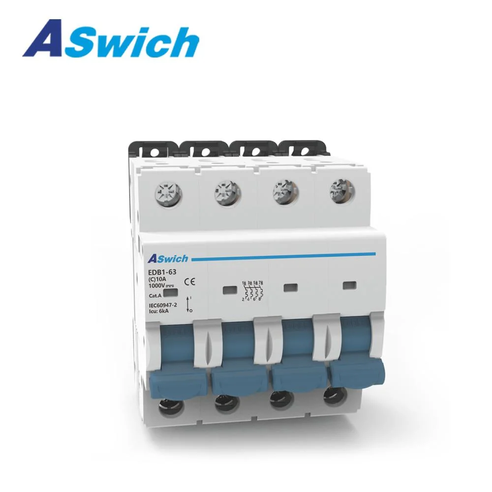 6KA/10ka polaridade não 1p 2 Pole 20A 32A 63A 500V 1000V MCB PV Electrical Disjuntores a ar protector contra sobrecargas de Ignição