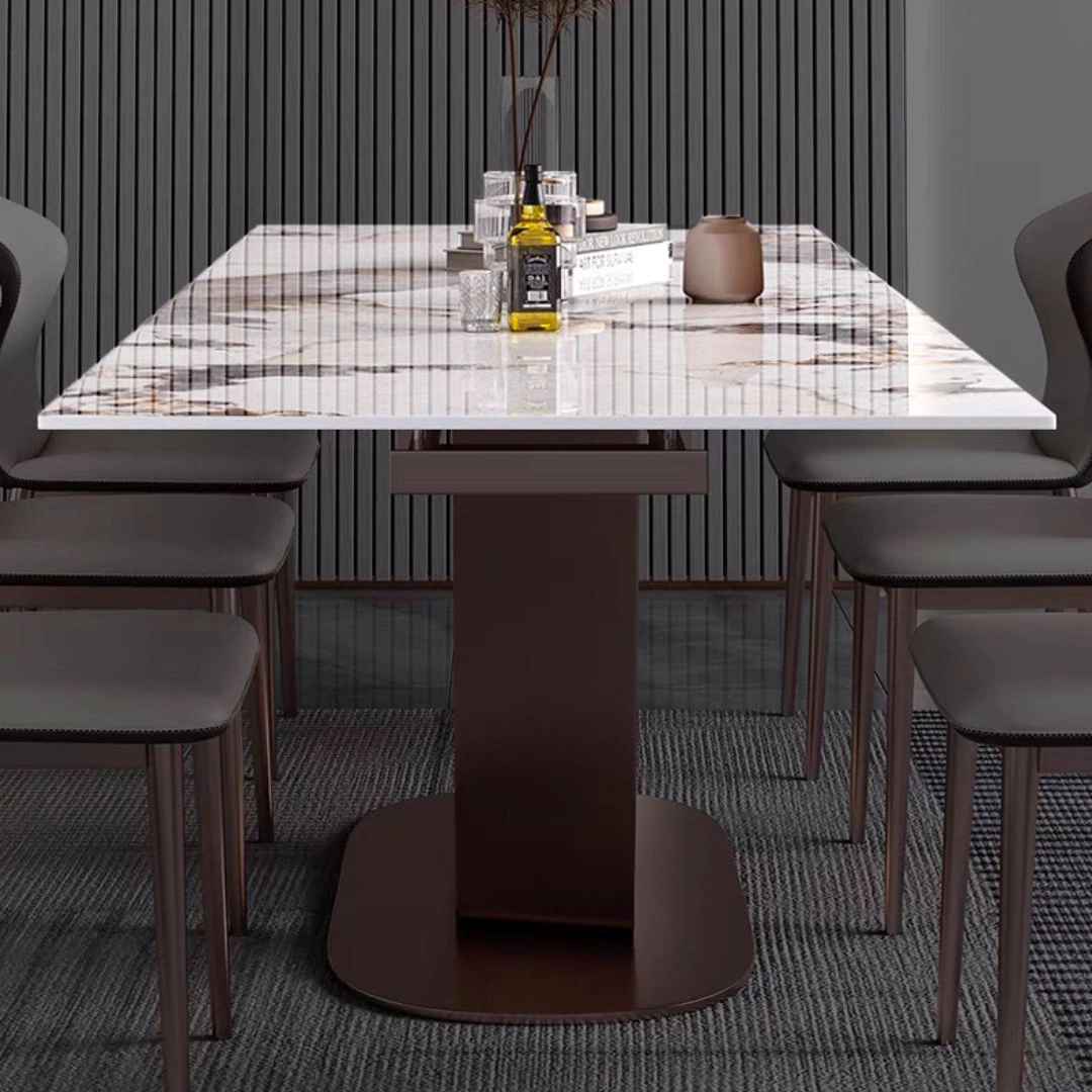 Modern Southeast Asia Design Extendable Dining Table Slate Top Furniture Kitchen Set Dining Room Furniture MDF Top Effect Paper Dining Table