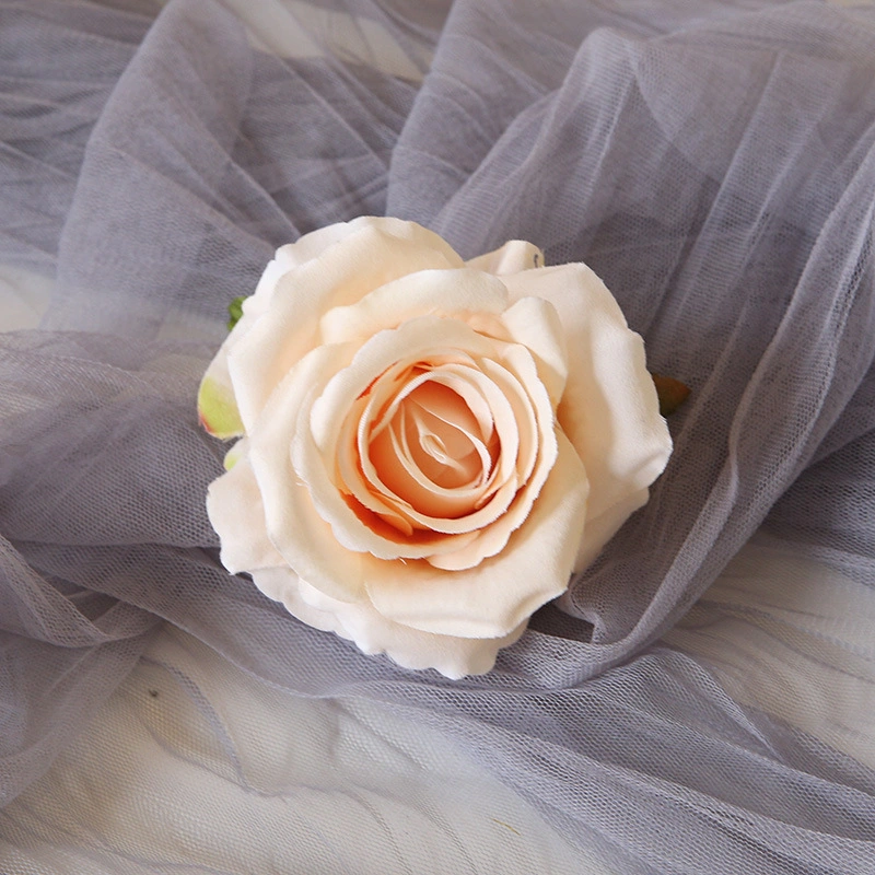 Hotsale Decorative Silk Cream Roses Flower Head, Artificial Flowers Heads for Wedding Flowers Accessories Make Bridal Hair Clips Headbands Dress