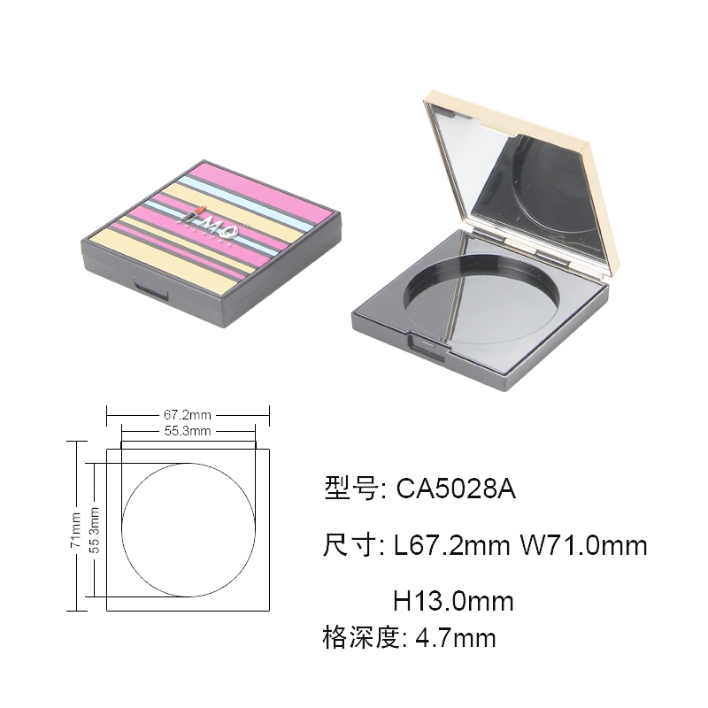 Contrast Color Compact Powder Case for Lady Square Folded Plastic Turkey Pressed Powder Compact Case