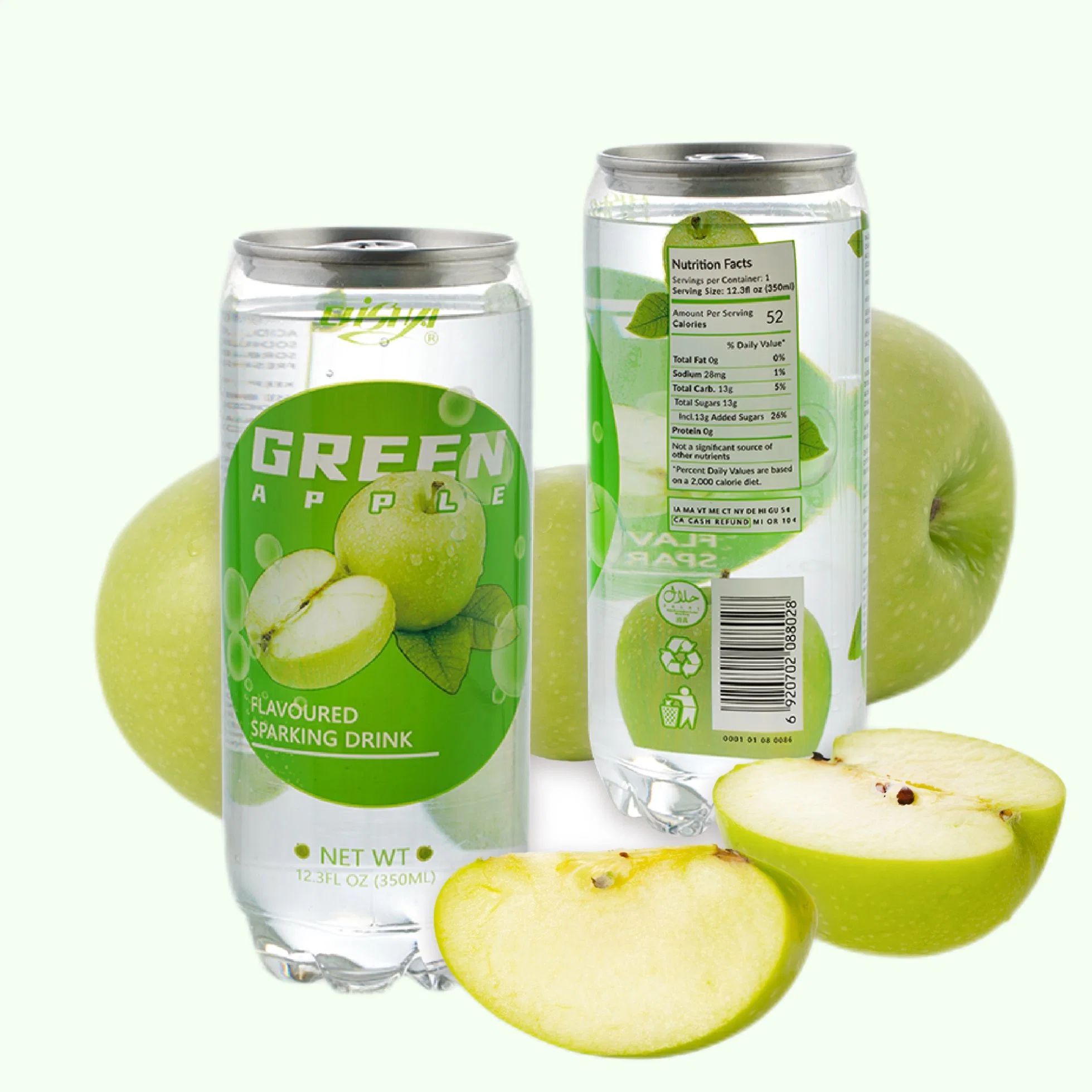 French Natural Sweet Private Label 350ml Apple Flavor Sparkling Water