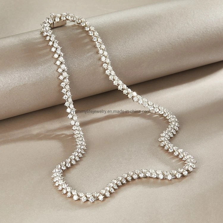 925 Silver Cubic Zirconia Tennis Choker Necklace Bracelet Ring Jewelry Sets