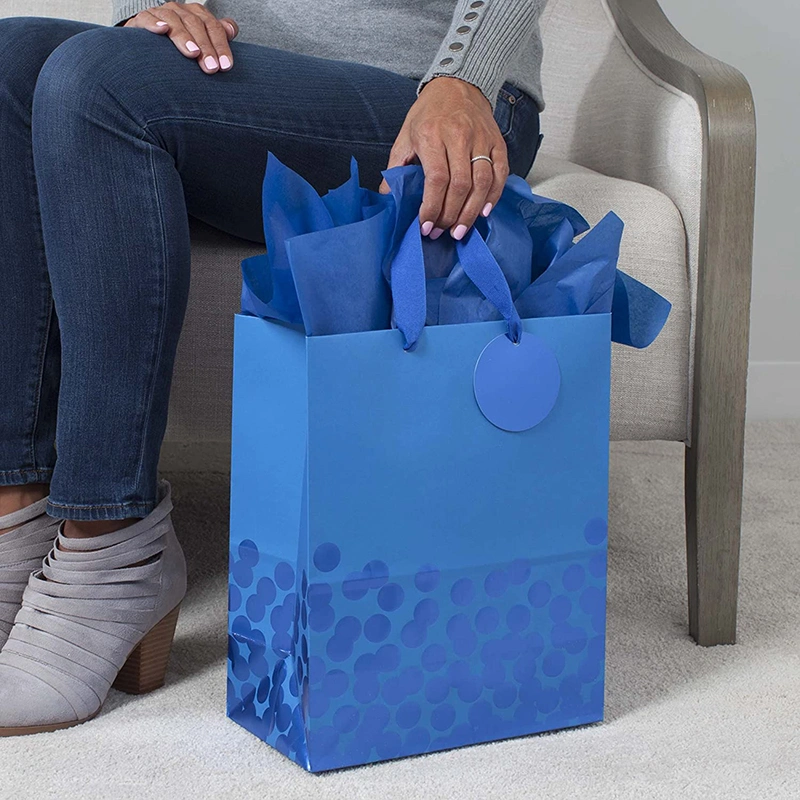 Fashion Blue Cosmetics Gift Bag Factory Customized Environmentally Friendly Paper Bag