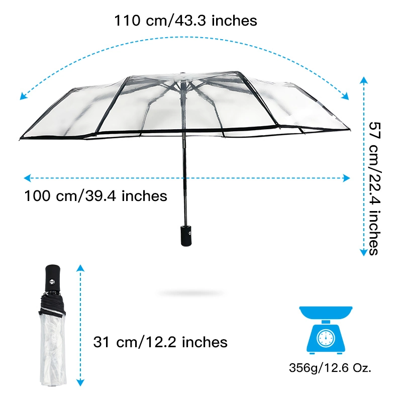 Three-Fold Transparent Umbrella Student Folding Umbrella